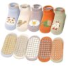 Baby Non-Slip Socks Set with Grip Bottom, 5 Pairs, Cotton Fabric, Cartoon Design, Size Options (Multicolor)