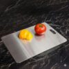 MIXOSA Stainless Steel Cutting Board with Handle, 32 x 21.5 cm, Scratch Resistant, Anti-Slip, Hygienic for Vegetables, Fruits & Meat