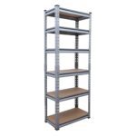 BonKaso Adjustable 6-Shelf Metal Storage Rack | Heavy-Duty Steel Boltless Rivet Utility Shelving Unit for Garage, Kitchen & Office | 62 Inches Height (62 x 24 x 12 in) – Grey