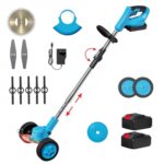 Lifelong Cordless Grass Cutter Machine for Garden | Weed Cutting Tool | Easy Storage with Adjustable Height & Foldable Handle | 2 x 48V Battery | 25cm Cutting Width | 3 x Heavy-Duty Blades