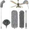 Extendable Microfiber Duster with Telescopic Handle and Replaceable Cleaning Heads