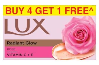 Lux Radiant Glow Bathing Soap infused with Vitamin C & E |For Superior Glow|Buy 4 Get 1 Free|150g