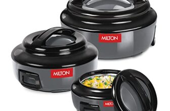 Milton Ernesto Inner Stainless Steel Jr. Casserole Set of 3 (390,720 and 1320 ml), Grey | Easy to Carry | Serving | Stackable
