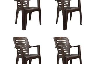 Cello Ultramatt Plastic Full Back Armchair, Set of 4(Pearl Brown)