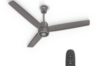 Havells FAB BLDC ULED Ceiling Fan 1200mm, 5 star, LED Speed Indicator, 380 RPM, Up to 65% Savings,Reverse Rotation,4 Speed Modes,Low Wattage 30W, Low Noise,Air Flow:225 CMM, 3 Year Warranty,Stone Grey