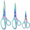 3 Piece Scissors Set with Titanium Coated Stainless Steel Blades, Multi-Color Blades with Soft Grip Handles for Paper Fabric Ribbon Cutting