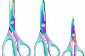 3 Piece Scissors Set with Titanium Coated Stainless Steel Blades, Multi-Color Blades with Soft Grip Handles for Paper Fabric Ribbon Cutting