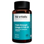 hk vitals Triple Strength Omega-3 Fish Oil Supplement (60 Capsules) | For Men and Women, 525mg EPA & 375mg DHA | For Healthy Heart & Joints