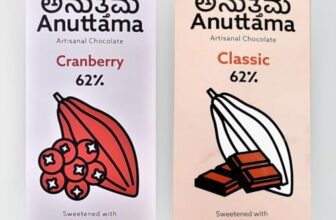 ANUTTAMA Dark Chocolate (50g x 2) | Combo of Classic & Cranberry | 62% Cocoa | Handmade Chocolate Bar | Jaggery Sweetened | Chocolate Gift for Valentine Day | Vegan Chocolate | Natural