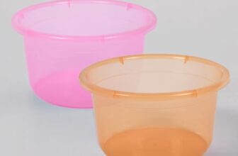 Kuber Industries Pack of 2 Bath Tub | Multipurpose Bath Tub | Tub for Bathroom-Feeding Pan-Washing Clothes | Washing Tub | Bathing Bathroom Tub | 25 LTR | Transparent | Pink & Orange