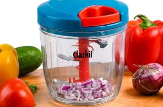 Clazkit Kitchen Dori Handy Vegetable and Fruit Manual Onion Dry Fruit Salad Maker Vegetable Quick String Chopper Machine, Cutter – 3 Stainless Steel Blades -900ml