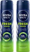 NIVEA Fresh Power Deo Spray, 48h Derma Odour Protection with Citrus, Musk, Spice Body Spray  –  For Men(300 ml, Pack of 2)