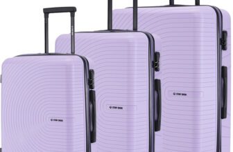 Stony Brook by Nasher Miles Crescent Hard-Sided Polypropylene Set of 3 Pastel Purple Trolley Bag(55,65&75cm) Cabin & Check-in Set 4 Wheels – 28 inch