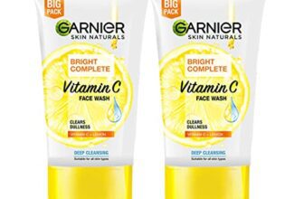 Garnier Skin Naturals Bright Complete Vitamin C Facewash, For Brighter and Glowing Skin – Daily Cleanser Suitable For all Skin Types, 150g (Pack of 2)