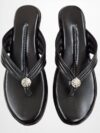 KICKSTYLE Women Stylish Toe Ring Flats | Cushioned Comfort Slip-On Sandals | Anti-Slip Daily Wear| Lightweight Casual Footwear (BLACK, UK Footwear Size System, Adult, Women, Numeric, Medium, 4)