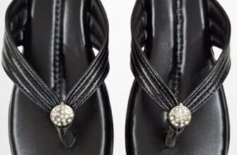 KICKSTYLE Women Stylish Toe Ring Flats | Cushioned Comfort Slip-On Sandals | Anti-Slip Daily Wear| Lightweight Casual Footwear (BLACK, UK Footwear Size System, Adult, Women, Numeric, Medium, 4)