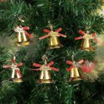 CraftVatika Christmas Tree Decoration Items, Golden Jingle Bell for Christmas Tree Set of 4 Hanging Ornaments Items, Xmas Tree Decoration Items, Christmas Party Supplies, (1 Packet)