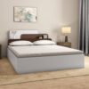 Nilkamal Bruce Wooden King Bed with Box Storage | Designer Headboard with Storage | Engineered Wood | 4 Big Compartments | Walnut & White