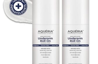 Aqueria 5.5% AHA BHA French Underarm Brightening Roll On | 48H Odour Control | Aqua Fragrance with 2% Niacinamide | Multi Actives, Glycolic Acid, Lactic Acid | Prevents Odor, Kills Bacteria | Exfoliates, Reduces Pigmentation & Discoloration for Even-Toned Underarms | Brightens Skin & Exfoliates Underarm | Alcohol & Aluminium Free | Deodorant for Men & Women | Pack of 2 (100ml)