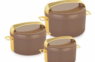 WARMEO Majestic Inner Stainless Steel Casserole Set of 3 (800ml, 1200ml, 2100ml), Brown | PU Insulated | BPA Free | Food Grade | Easy to Carry | Easy to Store | Chapati | Roti | Curd Maker