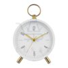 LEXSO Vintage Twin Bell Table Alarm Clock with Night LED Light Heavy Slippers Extra Loud Alarm Ideal for Student and Kids Bedroom Twin Bell Alarm Clock Table Top Clock Night (Classic White)