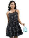 Tokyo Talkies Black Floral Printed Gathered Or Pleated Tiered Fit & Flare Dress
