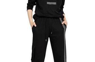 ZEYO Women’s Cotton Black Track Suit Typography Printed Sweatshirt Co-Ords Pajama Set 5821, Large