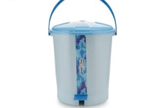 Nayasa Army Pedal Bin- 11.5 Ltrs | Dustbin with Lid | Garbage Waste Bin with Handle | For Kitchen – Bathroom | Strong & Durable | Blue