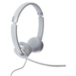 Lenovo 100 Stereo Analogue Wired On Ear Headphones with Mic, Memory-Foam earcups, 30 mm Driver | Computer/PC or Laptop Headphone (Cloud Grey)