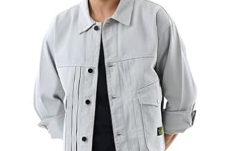 SNITCH Men Casual Jacket | Relaxed Fit Full Sleeve Point Collar Solid Design | 100% Cotton Twill Fabric With Button Closure & Flap Pockets For Everyday Wear |Light Grey