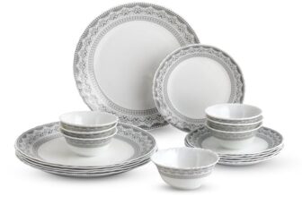 CELLO Oxford Imperial Plus Series Opalware Dinner Set of 19 Piece For Family of 6 | Bone-Ash Free & Leadfree Opal Glass Microwave & Dishwasher Safe, Crockery Plates & Bowls Set For Daily Use & Gifting