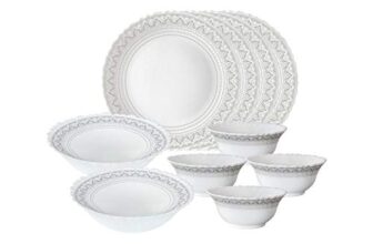 Larah by Borosil Classic Opalware Dinner Set, 10 -Piece, White