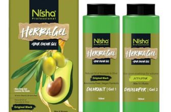 Nisha Herba Care Hair Colour & Beard Colour Gel 200ml (100ml Colorant + 100ml Developer), Original Black, 100% Grey Coverage, No-Ammonia, Long Lasting, Professional Dye for Men & Women, Vegan, No Parabens