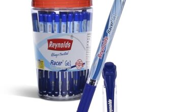 Reynolds RACER GEL Pen SET – 40 BLUE PENS WITH COMFORTABLE GRIP | BLUE GEL PENS FOR WRITING | PEN FOR STUDENTS & OFFICE STATIONERY | 0.5 mm TIP SIZE