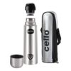 Cello Lifestyle Vacuum Insulated Flask with Thermal Jacket 350 ml | Hot and Cold Water Bottle with Push-down Lid | Double Walled Stainless Steel Bottle for Travel, Home, Office, School | Steel Thermos