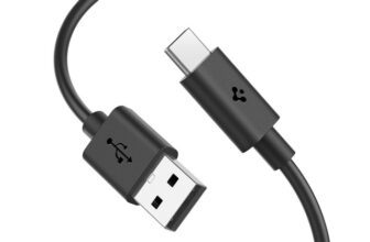 Spigen USB Type C Cable 3 A 1 m PB2300(Compatible with Mobile, Black, One Cable)