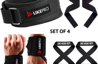 LIKEPRO Kit Set of 4 – Weightlifting Belt, Wrist Wraps, Lifting Straps & Figure 8 Straps Weight Lifting Belt(Black)