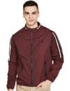 The Indian Garage Co Men Maroon Slim Fit Solid Bomber Jacket