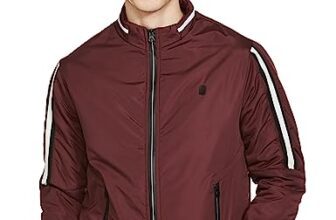 The Indian Garage Co Men Maroon Slim Fit Solid Bomber Jacket