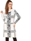White & Navy Hair Wool Long Sweater