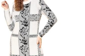 White & Navy Hair Wool Long Sweater