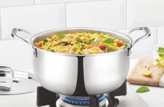 Borosil Cookfresh Tri-ply Casserole 18cm (2.1 L) Steel Handle | SS304 Food Grade Steel, Dishwasher Safe | Compatible for Gas, Induction, Hot Plate, Halogen | 5 Years Warranty