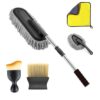 ORJILO 5 PCS Microfiber Car Duster Kit Interior & Exterior Car Cleaning Detailing Tool Scratch & Lint Free, Pollen Removing Extendable Long Handle Duster for Car & Motorcycle car (Duster Kit)