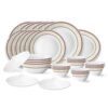 Larah by Borosil Elega Fluted Series Opalware Dinner Set | 31 Pieces for Family of 6 | Microwave & Dishwasher Safe | Bone-Ash Free | Crockery Set for Dining & Gifting | Plates & Bowls | White