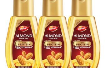 Dabur Almond Hair Oil – 870ml (290ml x 3) | Provides Damage Protection | Non Sticky Formula | For Soft & Shiny Hair | With Almonds, Keratin Protein, Soya Protein & 10X Vitamin E