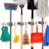 Ternero Mop and Broom Organizer 4 Racks 5 Hooks, Heavy Duty Broom Wall Mount Rake Holder Stainless Steel Tool Hanger for Home, Kitchen, Garage, Garden, Laundry Room, Bathroom Organization