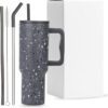 BATBIRD Stainless Steel Tumbler with Lid & Straw – Double‑Wall Insulated Cup for Travel 1200 ml Steel Sipper(Pack of 1, Black)