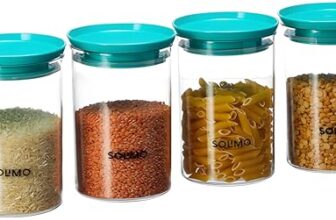 Amazon Brand – Solimo Airtight Stackable Plastic Storage Containers, Set of 4 (900 ml each)