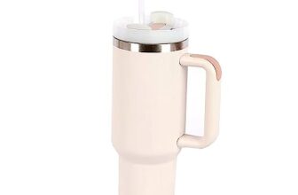 KRUFA 40 OZ Tumbler with Handle and Straw H2.0 FlowState Stainless Steel Vacuum Insulated Tumbler with Lid and Straw for Water, Iced Tea or Coffee, Smoothie and More?Rose Quartz?