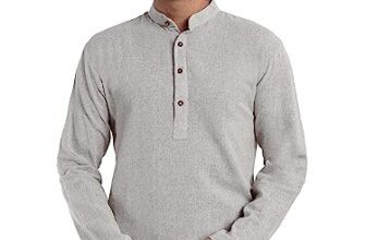 SKAVIJ Men’s Cotton Straight Short Kurta Grey_Small